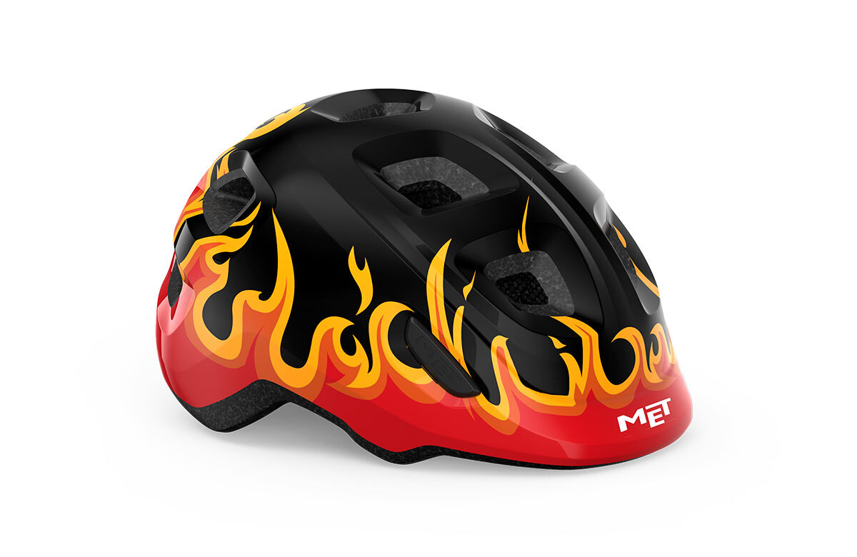 Met Hooray Kids Bike Helmet Size S 52 55cm Colour Black Flames Gloss