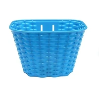 Plastic Blue Woven Front Bicycle Basket For 16-20" Bikes (w Bracket & Fitting Set)