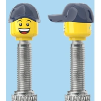 Lego Style 2 Faces | Open Mouth Smile Face | Sad Tear Face | Blue Cap | FV | Brick Caps | Sold as Pair