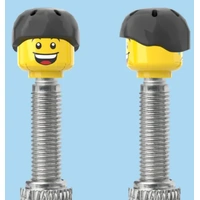 Lego Style 2 Faces | Open Mouth Smile Face | Sad Tear Face | Black Helmet | FV | Brick Caps | Sold as Pair