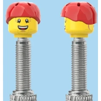 Lego Style 2 Faces | Bursting Cheeks Face | Wrinkle Eyes Face | Red Helmet | FV | Brick Caps | Sold as Pair