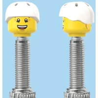 Lego Style 2 Faces | Bursting Cheeks Face | Wrinkle Eyes Face | Helmet White | FV | Brick Caps | Sold as Pair