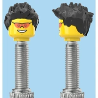 Lego Style Coloured Sunglasses with a Smile | Fully Styled Black Hairdo | FV | Brick Caps | Sold as Pair